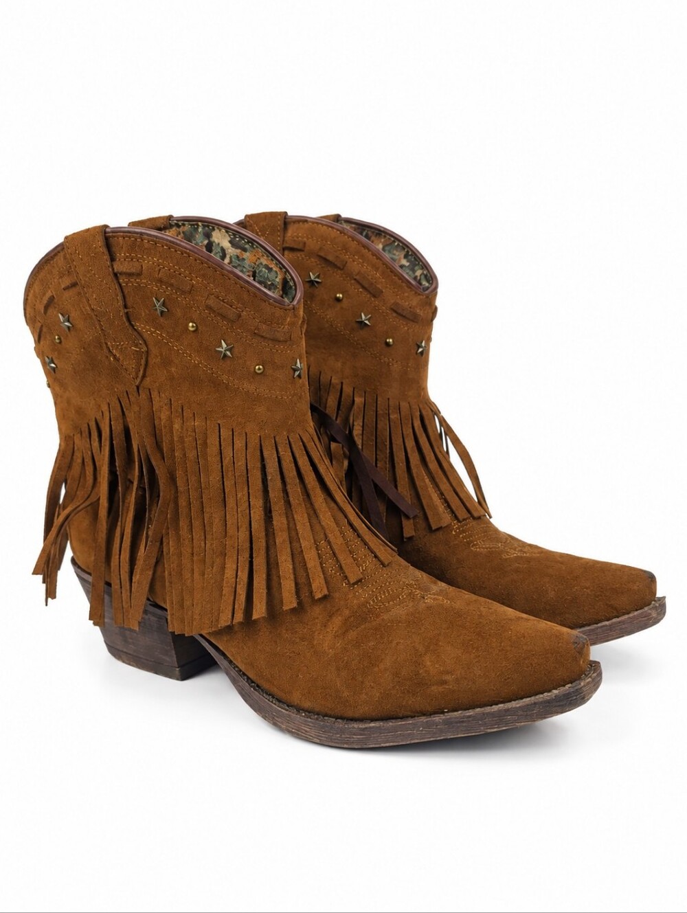 Dingo Cassidy 7" Rust Suede Fringe Shorty Women's Boots Size 10
